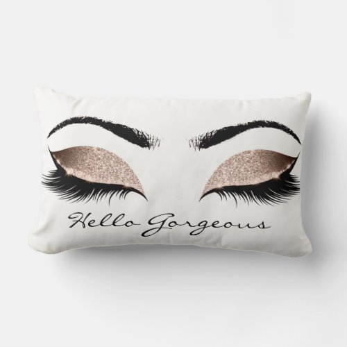 White Beauty Pink Makeup Lashes Hello Gorgeous Lumbar Pillow