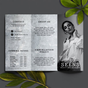 White Beauty Skincare Salon Tri Fold Price List Brochure