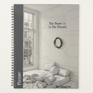 White Bedroom Decor Positivity Quote Gray Journal Planner