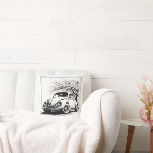 White Beetle with Cherry Throw Pillow