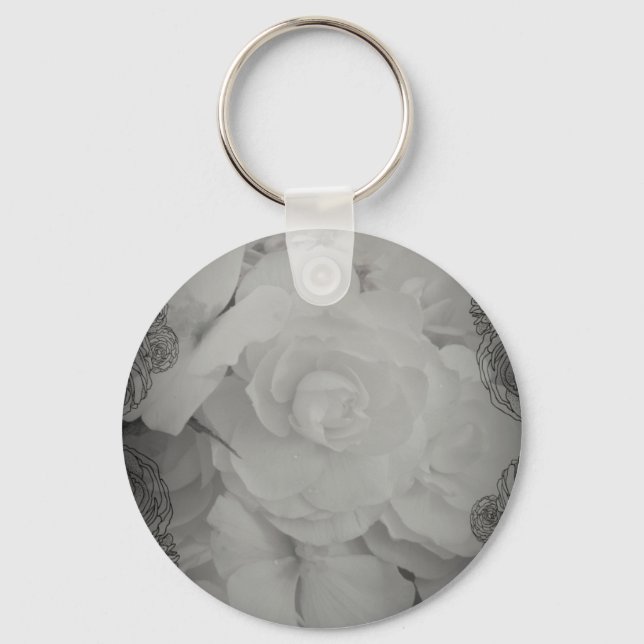 White Begonia Keychain (Front)