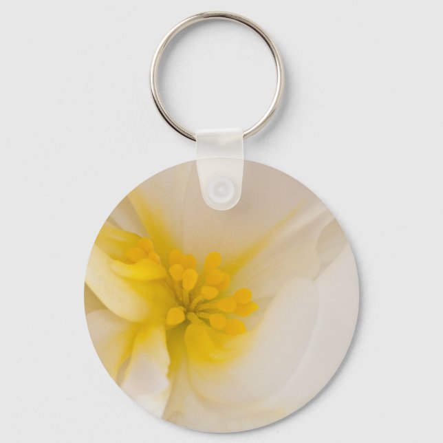 White Begonia Keychain (Front)