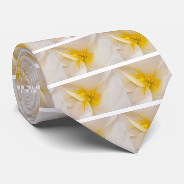 White Begonia Neck Tie (Rolled)
