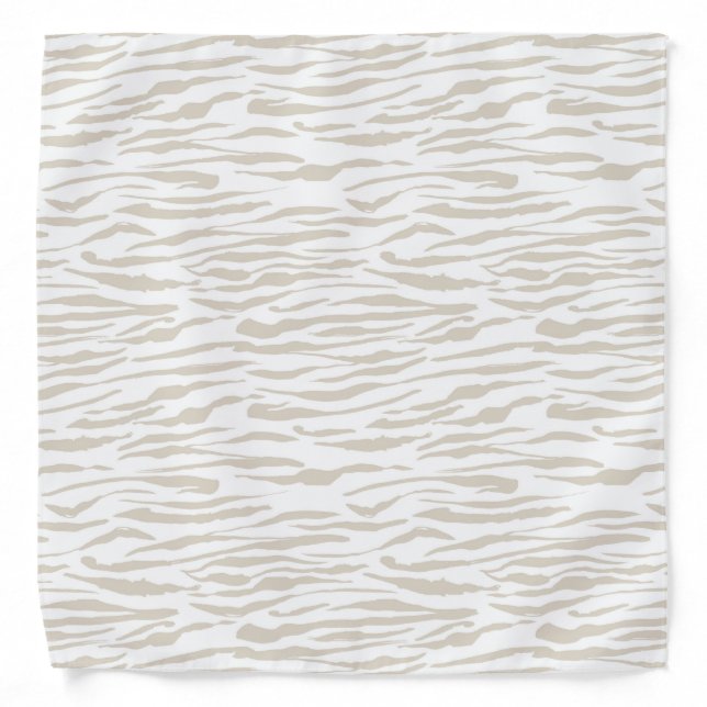 White & Beige Abstract Animal Fur Pattern Bandana (Front)