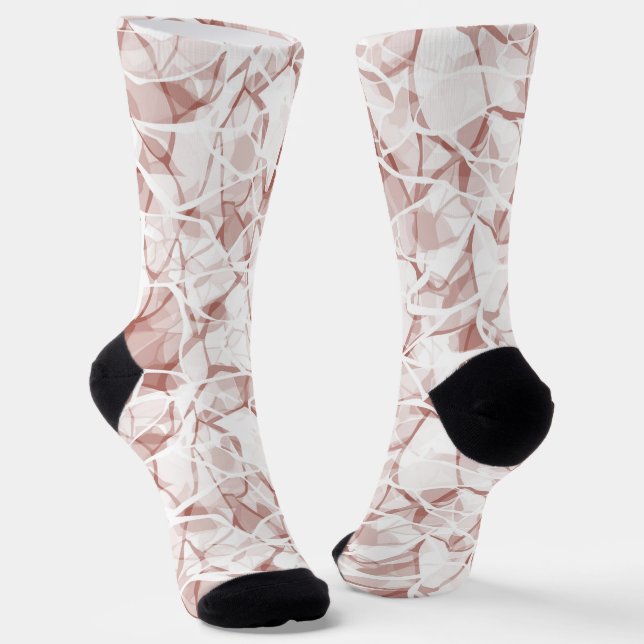 white beige abstract fashionable modern pattern    socks (Angled)