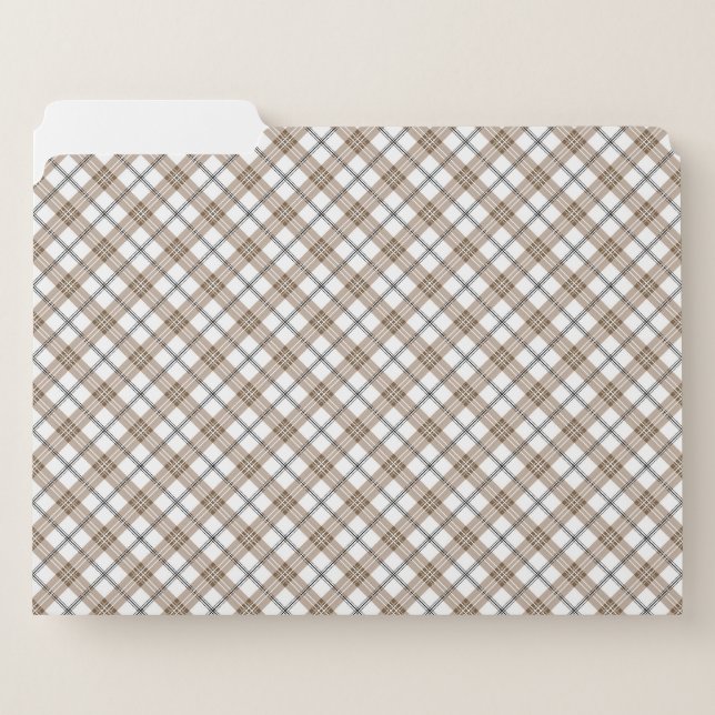 White beige black diagonal light checkered pattern file folder (Front Left)