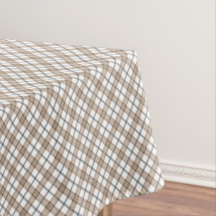White beige black diagonal light checkered pattern tablecloth