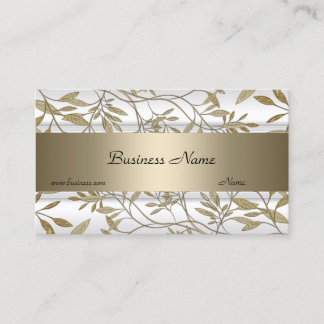White Beige Floral Elegant Business Card 3