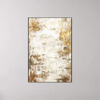 White, Beige & Gray Texture with Gold Abstract Canvas Print