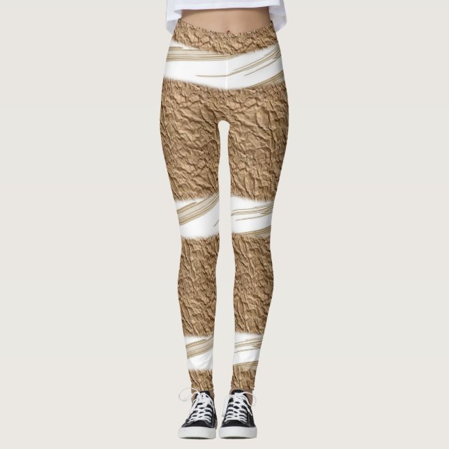 White & Beige Leggings Long (Front)