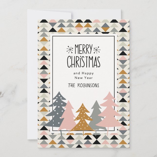 White Beige Minimal Scandinavian Merry Christmas Holiday Card (Front)