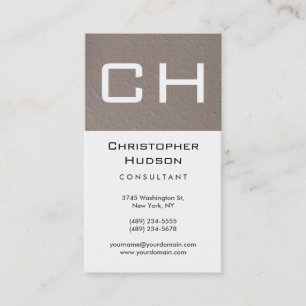 White Beige Monogram Consultant Business Card