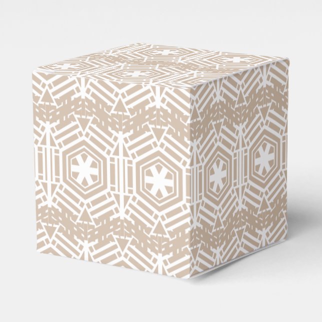 White beige tan pattern Christmas Holidays gift Favor Boxes (Front Side)