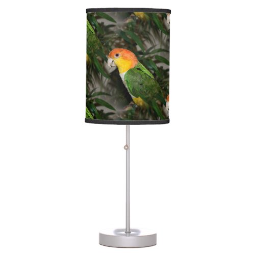 White Bellied Caique Parrot with Bamboo Tree Table Lamp
