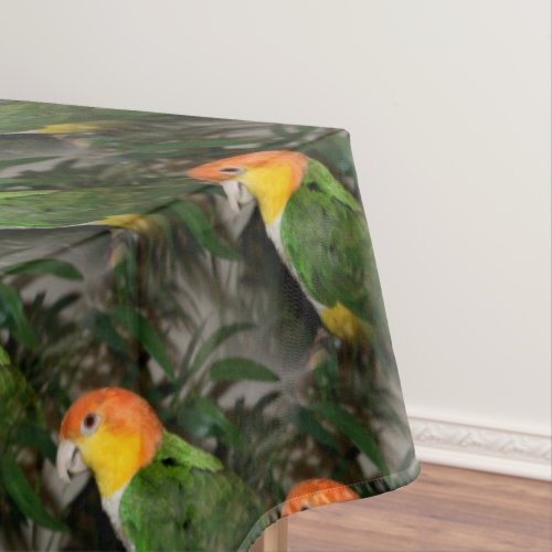 White Bellied Caique Parrot with Bamboo Tree Tablecloth