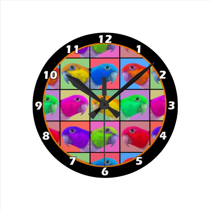 White Bellied Caique Pop Art Clock