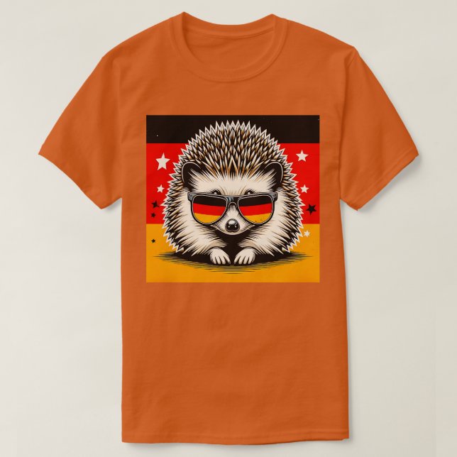 White Bellied Hedgehog With Sunglasses Animal Love T-Shirt (Design Front)