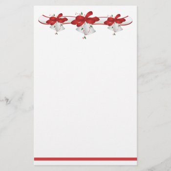 White Bells Red Ribbons Berries Stationery by dmboyce at Zazzle