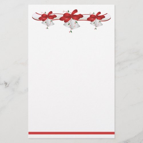 White Bells Red Ribbons Berries Stationery