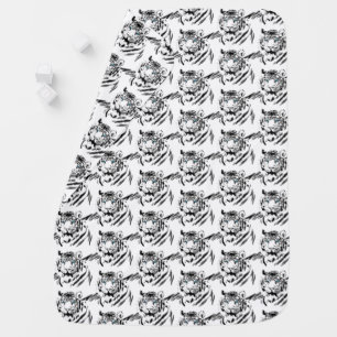 White Bengal Tiger Animal Lover Wild Feline Face Baby Blanket