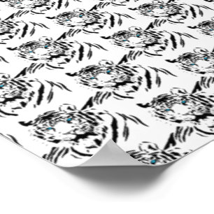 White Bengal Tiger Animal Lover Wild Feline Face Poster
