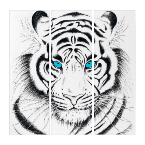 White Bengal Tiger Ink Art