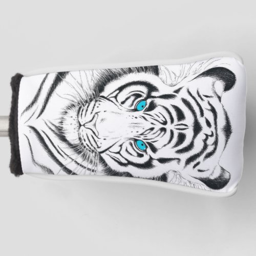 White Bengal Tiger Ink Art Golf Head Cover