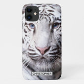 White Bengal Tiger Photography Add Name | Black Case-Mate iPhone Case (Back)
