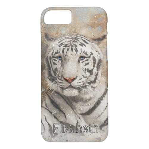 White Bengal Tiger Photography Modern Watercolor iPhone 87 Case