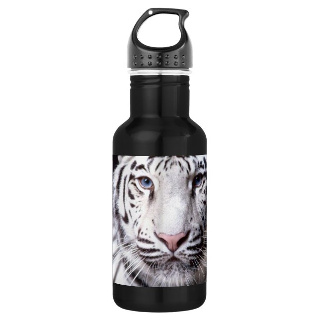 White Bengal Tiger Photography Stainless Steel Water Bottle (Front)