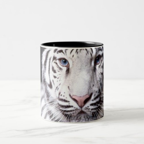 White Bengal Tiger Photography Two_Tone Coffee Mug