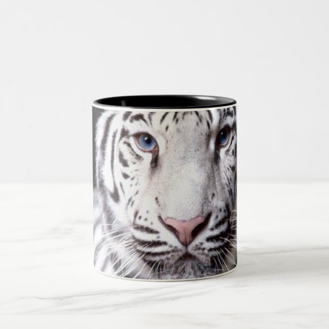White Bengal Tiger Photography Two-Tone Coffee Mug (Center)