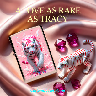 White Bengal Tiger Pink Energy Zippo Lighter