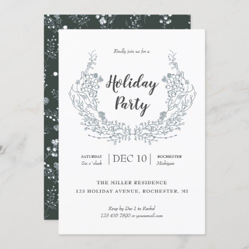 White Berries holiday laurel party Invitation