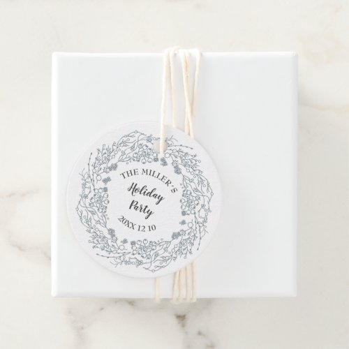White berries winter wreath favor tags
