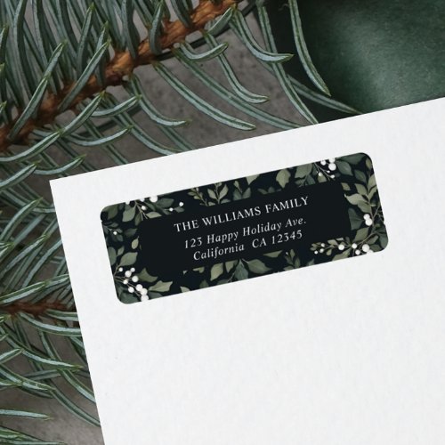 White Berry Botanical Christmas Family name Label