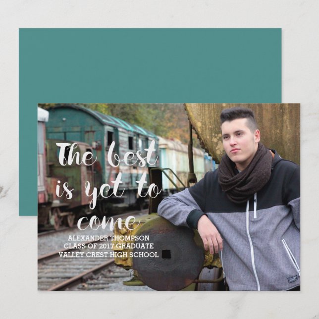 White Best is Yet to Come Photo Graduation Invitation (Front/Back)