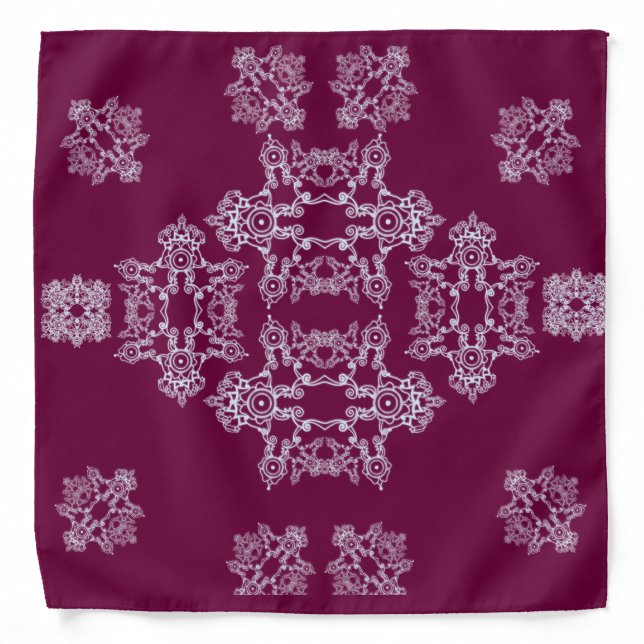 White Bharat design on rose color Bandana (Front)