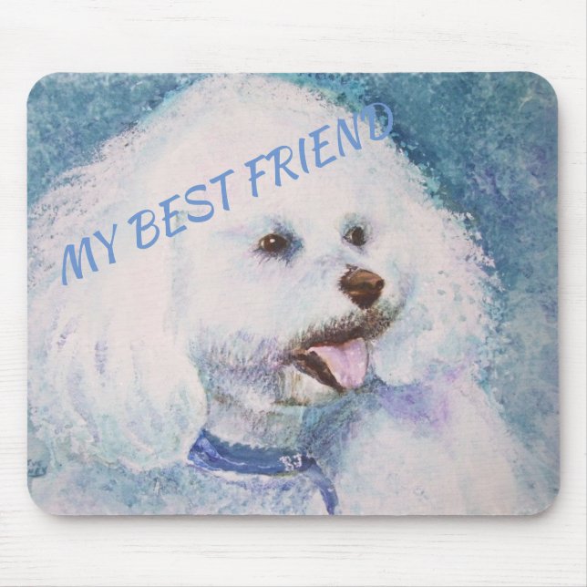 WHITE BICHON FRISE MOUSE PAD (Front)
