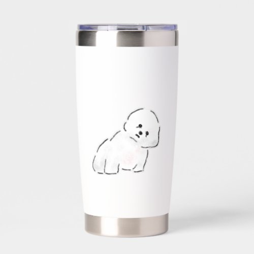 White Bichon Frise Puppy Insulated Tumbler
