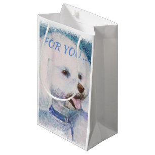 WHITE BICHON FRISE SMALL GIFT BAG