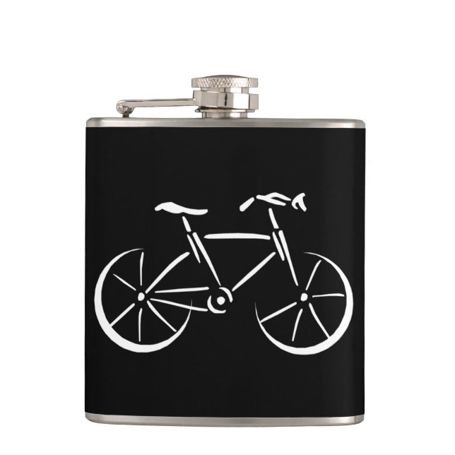 White Bicycle Hip Flask (Front)
