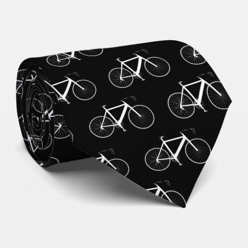 White Bicycle On Black Neck Tie