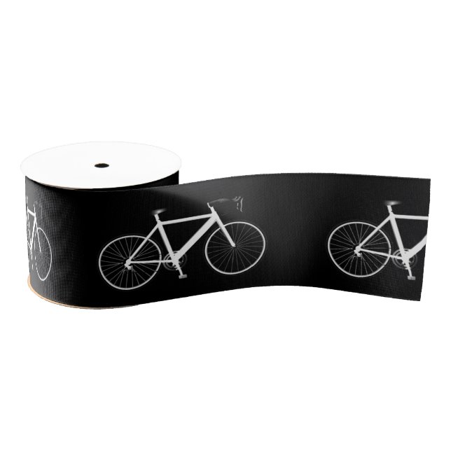 White Bicycle on Black Satin Ribbon (Spool)