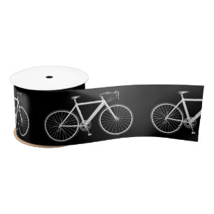 White Bicycle on Black Satin Ribbon