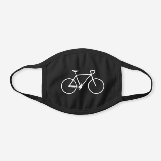 White Bicycle Silhouette Shape Black Cotton Face Mask (Front)