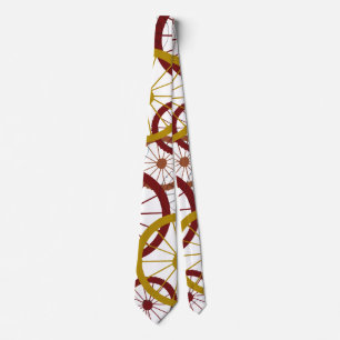 White Bicycle Wheels Neck Tie