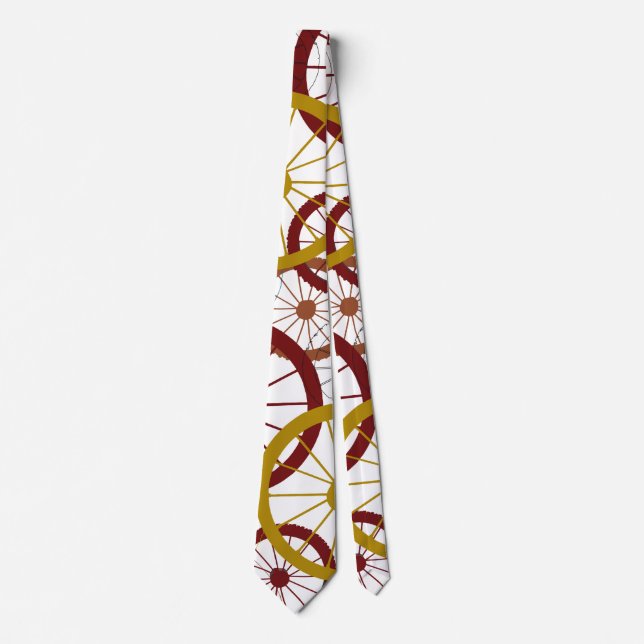 White Bicycle Wheels Neck Tie (Front)