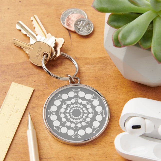 White Bicycles Mandala Keychain (Desk)