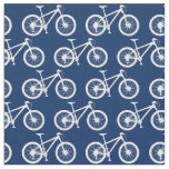 White Bicycles Pattern on Navy Blue Fabric